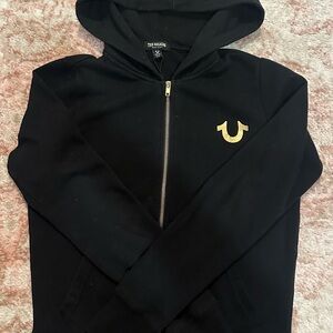 True Religion Black Hoodie with Gold Accents